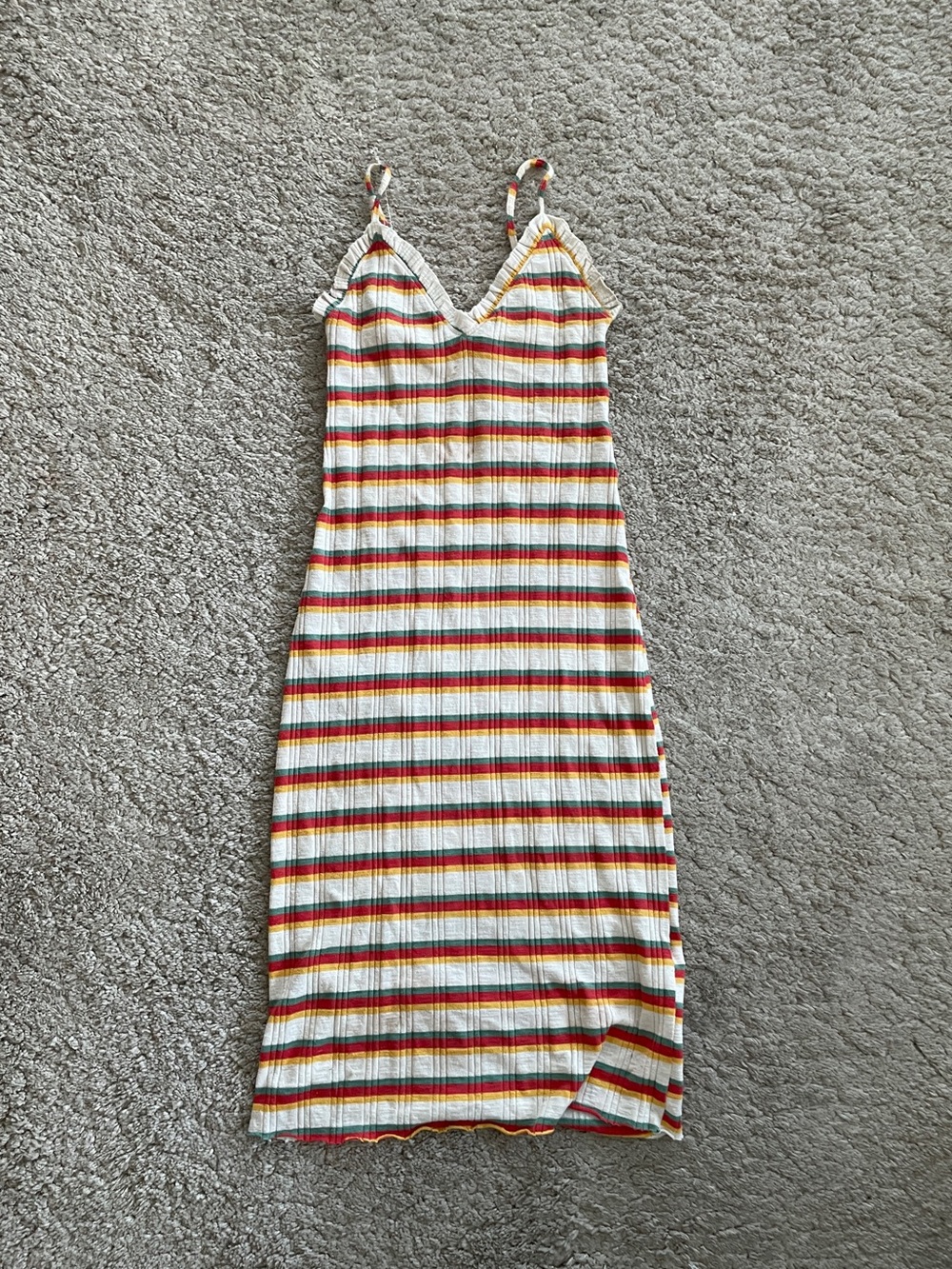 Zara Striped Ribbed Midi Dress